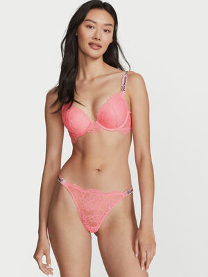 Shine Strap Lace Thong Panty