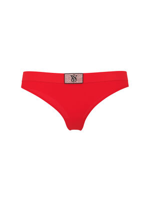 Logo Cotton Shine Patch Velvet Thong Panty