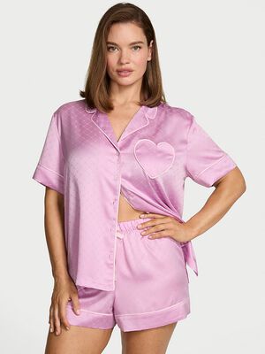 Signature Satin Heart Short Pajama Set