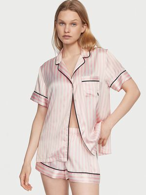 Womens Satin Silk Pajamas Set Sexy Lingerie Nightwear Sleepwear Top With  Shorts
