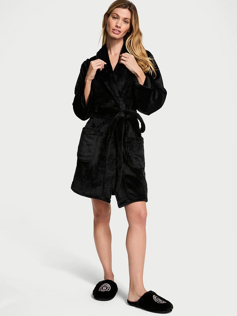 Black Closed-Toe Faux Fur Slipper image number null