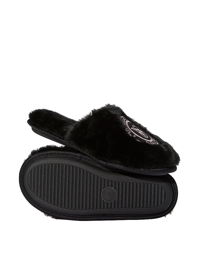 Black Closed-Toe Faux Fur Slipper image number null