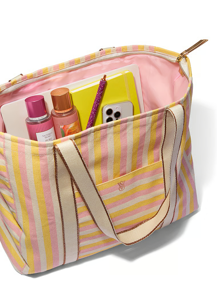 Canvas Stripe Tote Bag image number null