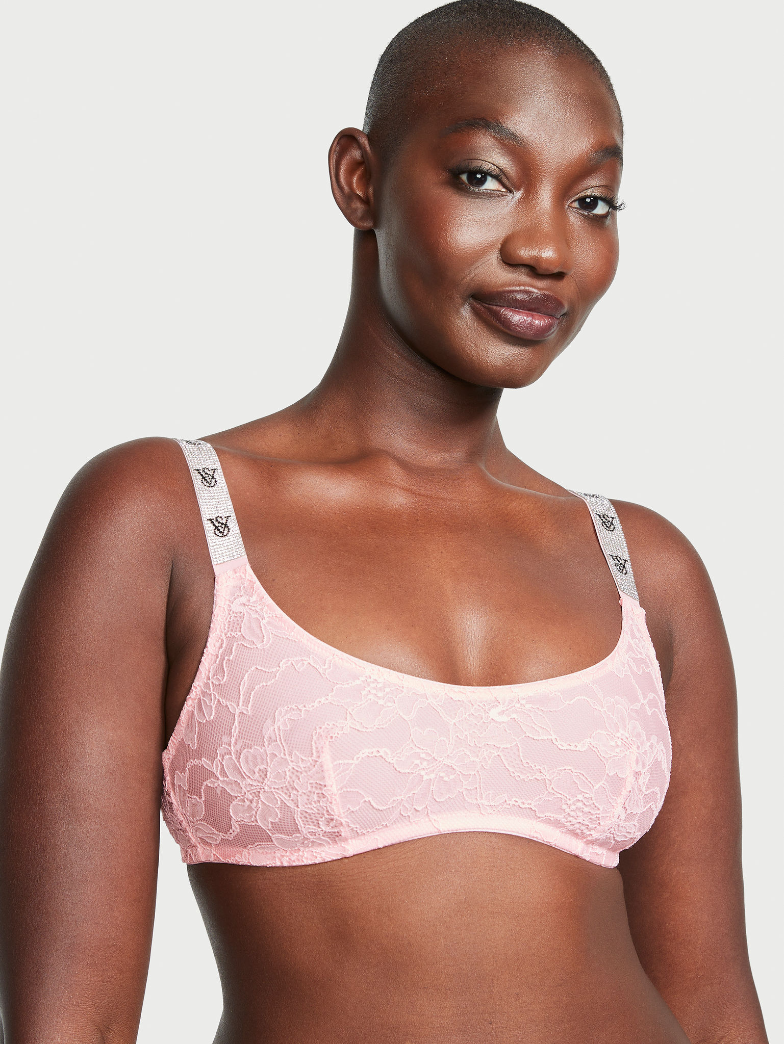 Shine Strap Lace Scoop Bralette image number null