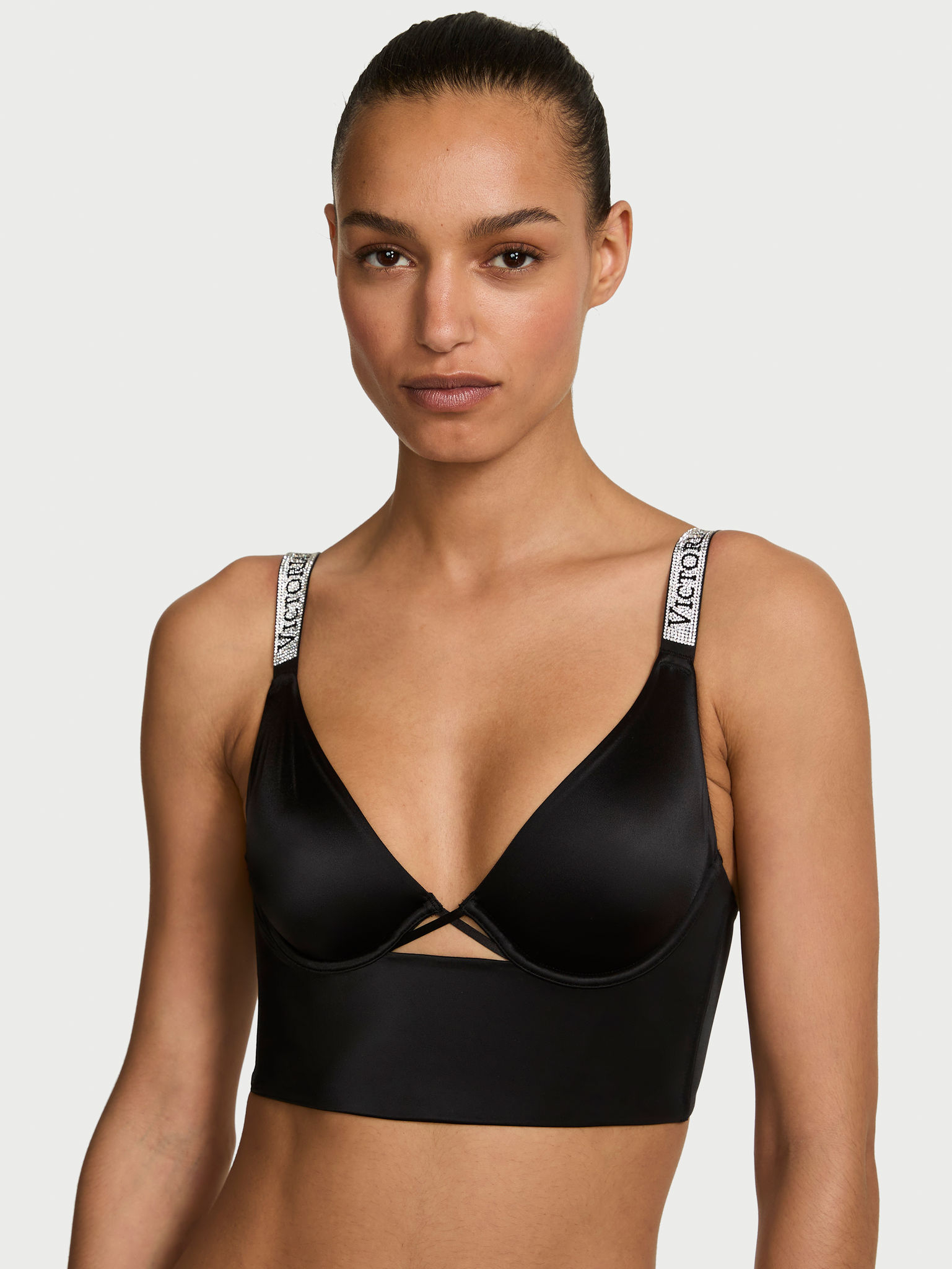 Logo Shine Strap Smooth Longline Demi Bra image number null