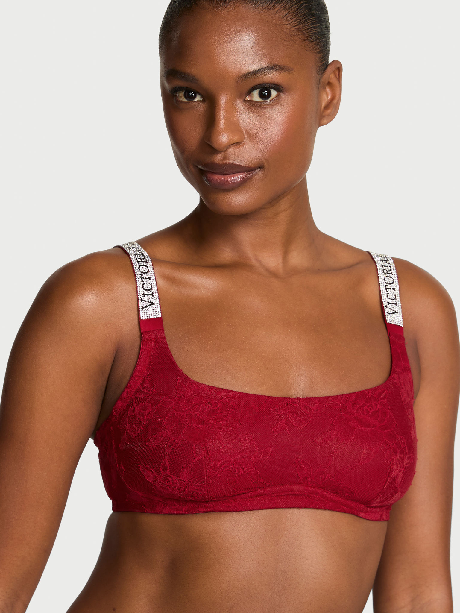 Shine Strap Lace Scoop Bralette image number null