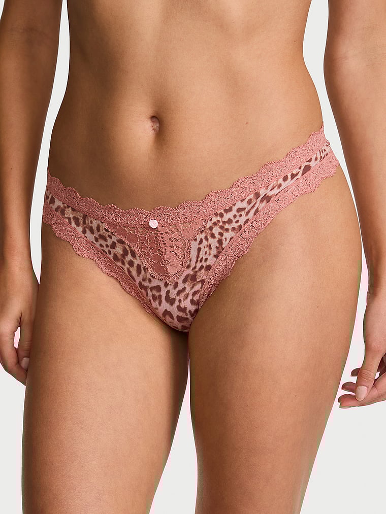 Lace-Trim Thong Panty image number null