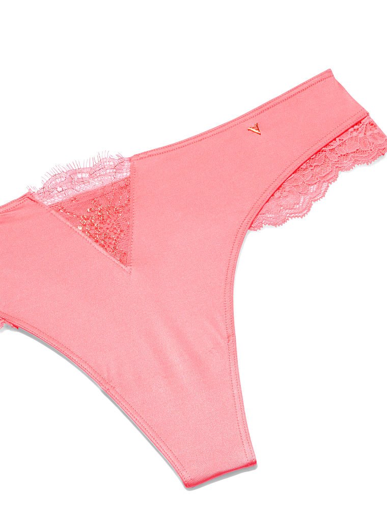 Lace Cutout Thong Panty image number null