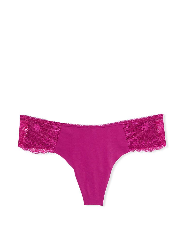 No-Show Floral Lace Thong Panty image number null