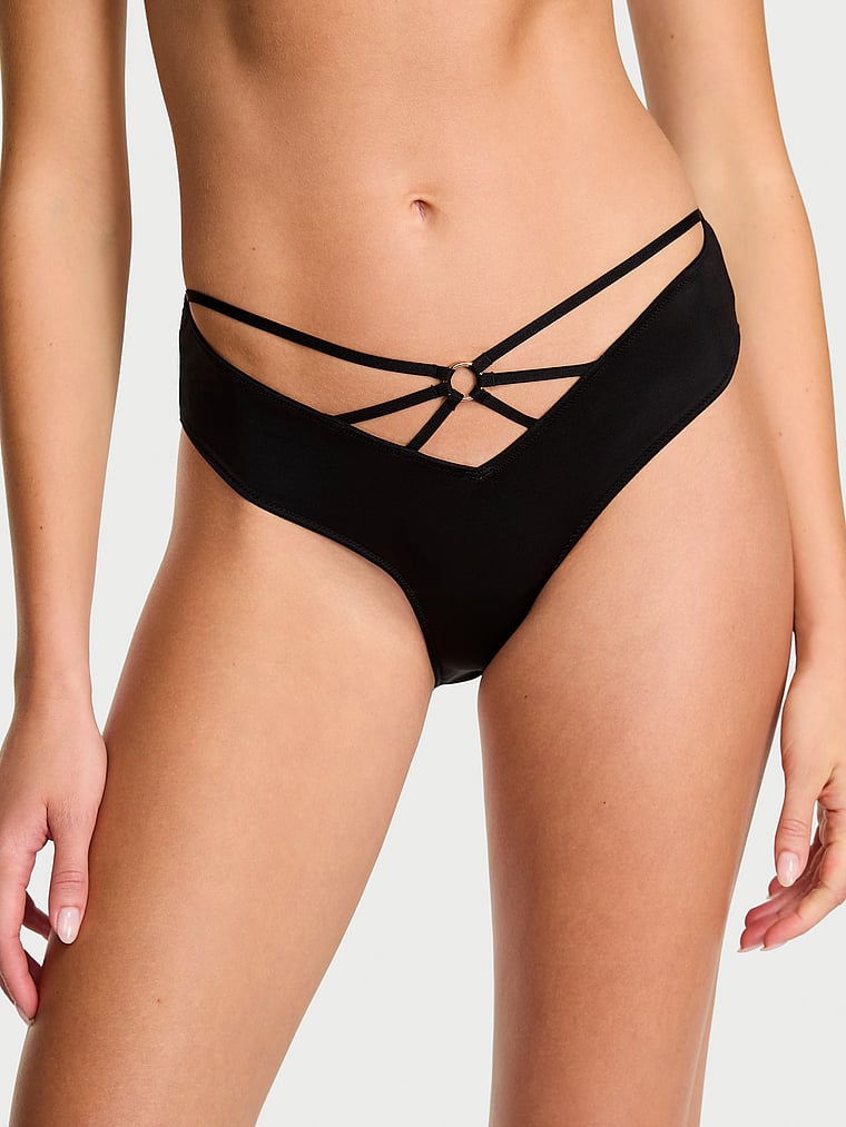 Strappy Ring Hardware Open-Back Cheeky Panty image number null