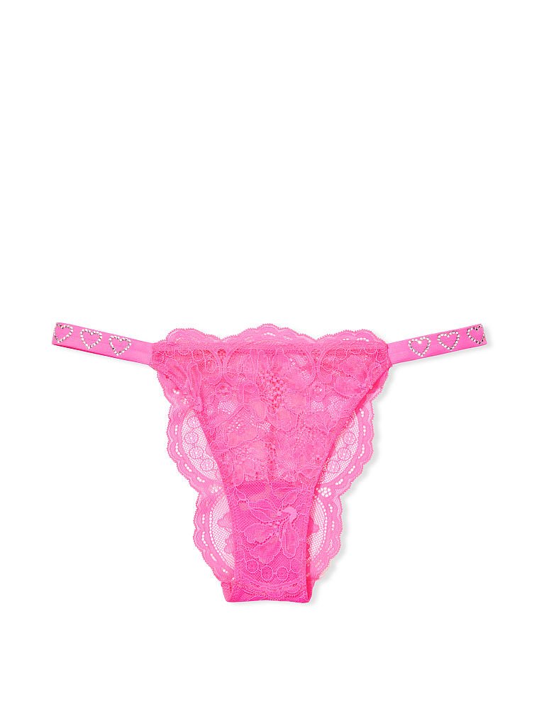 Floral Lace Shine Strap Brazilian Panty image number null