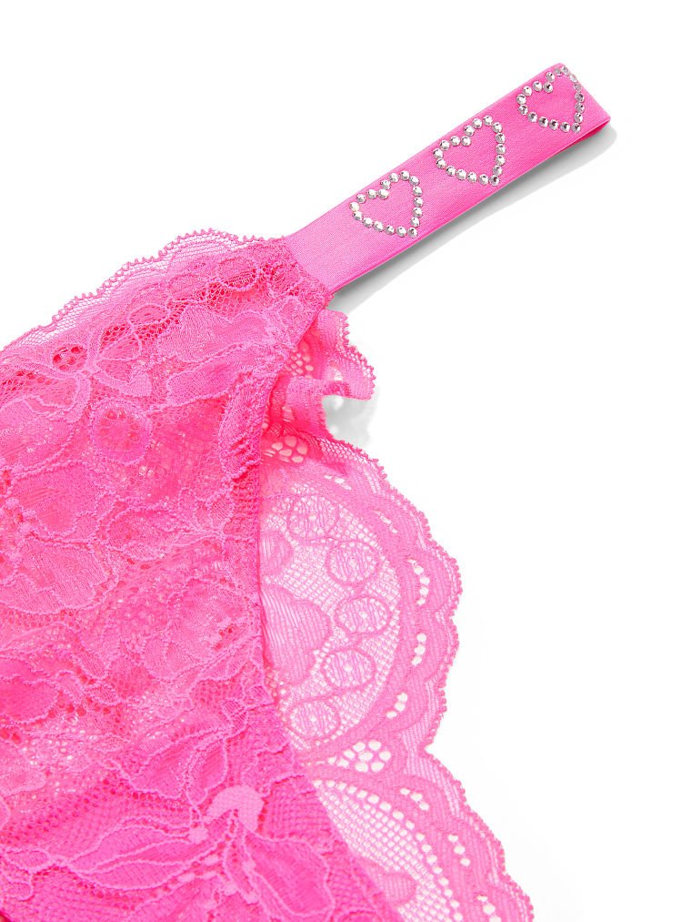 Floral Lace Shine Strap Brazilian Panty image number null