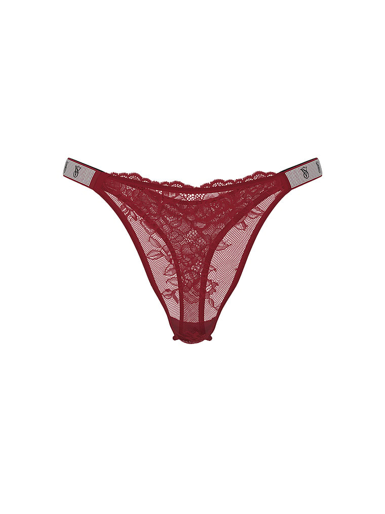 Shine Strap Lace Thong Panty image number null