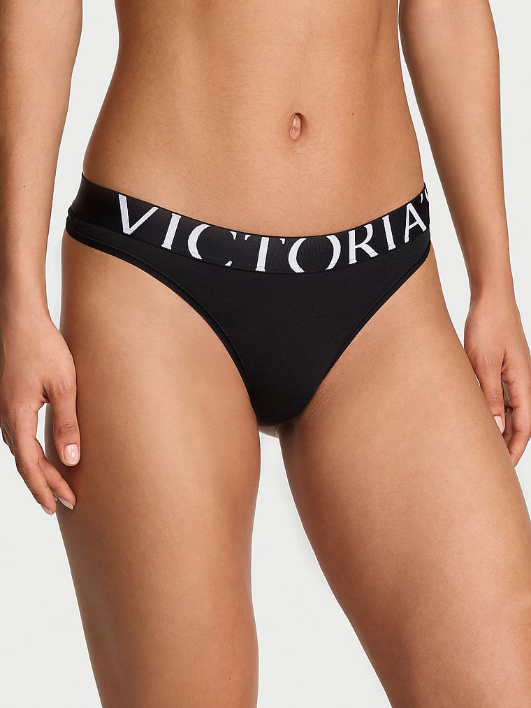 Exploded Logo Cotton Thong Panty image number null