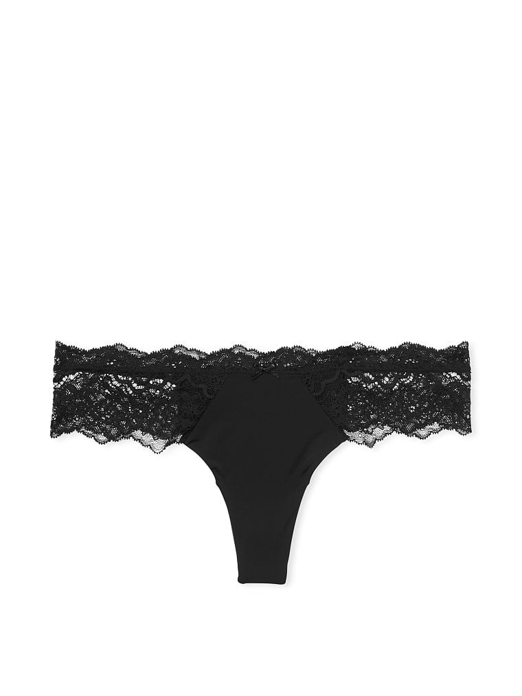 Lace Trim Thong Panty image number null