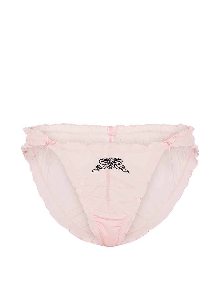 Ruffled Mesh Bows Bikini Panty image number null