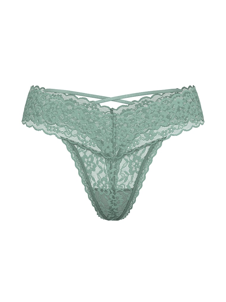 Blossom Lace Strappy-Back Thong Panty image number null
