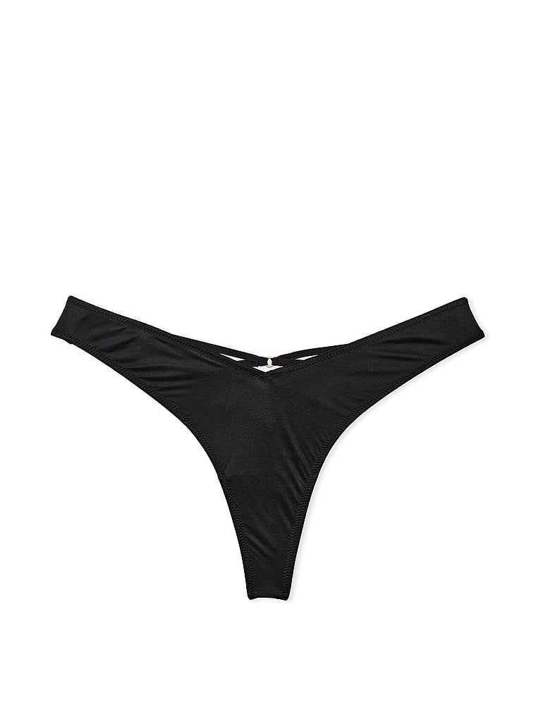 Smooth Strappy-Back High-Leg Thong Panty image number null