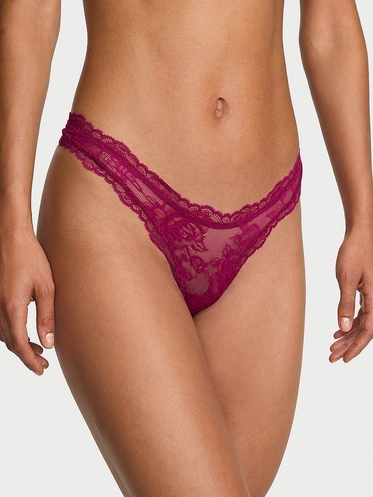 Rose Lace High-Leg Thong Panty image number null