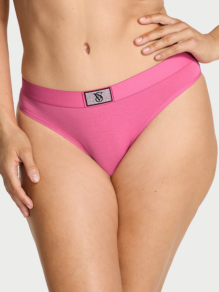 Logo Cotton Shine Patch Thong Panty image number null