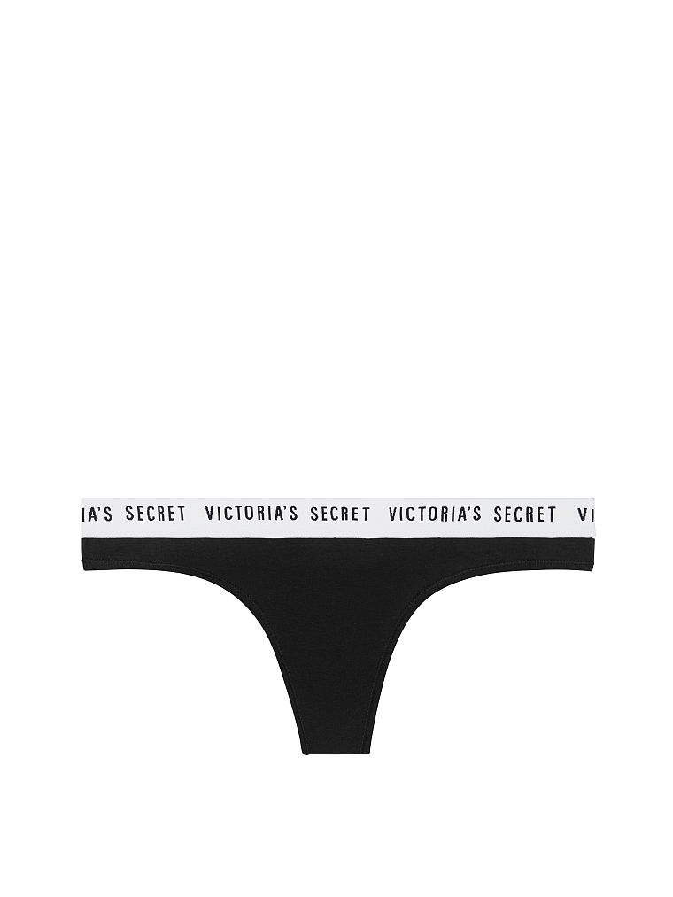 Stretch Cotton Logo Thong Panty image number null