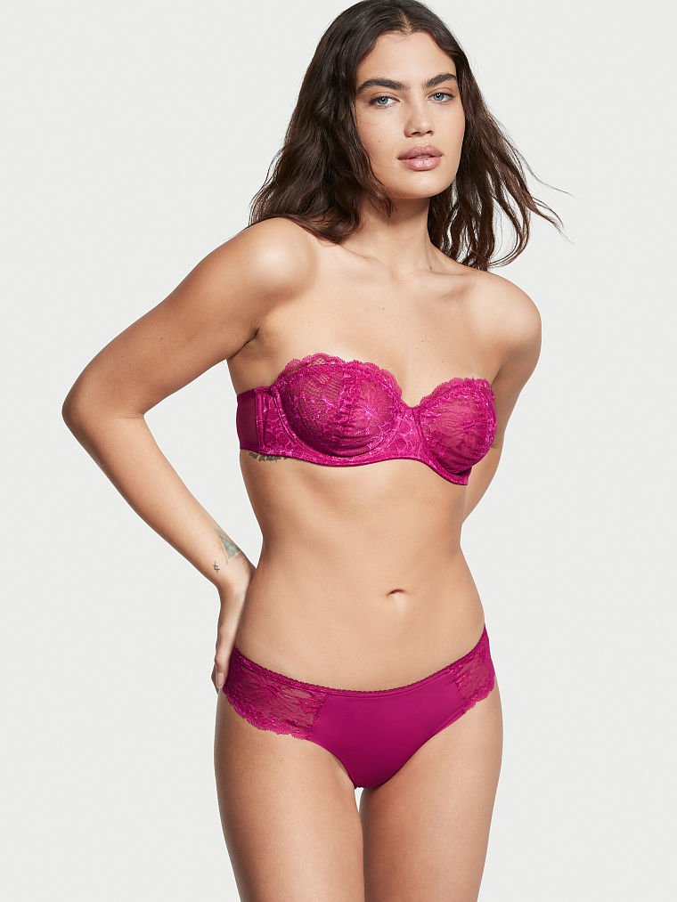 No-Show Floral Lace Thong Panty image number null