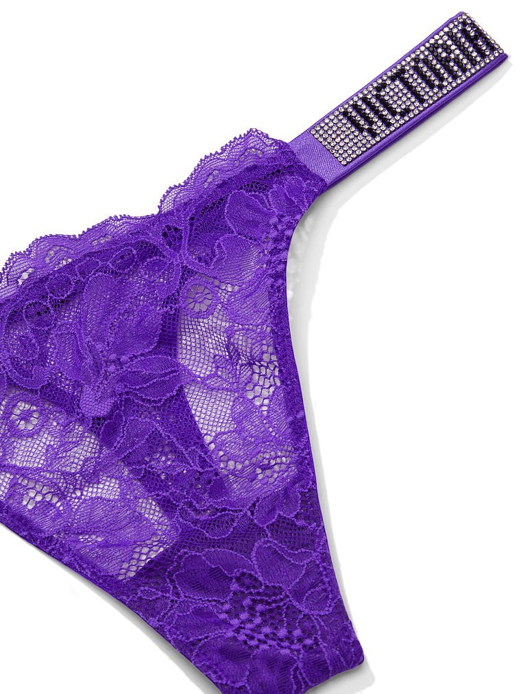 Bombshell Shine Strap Lace Thong Panty image number null