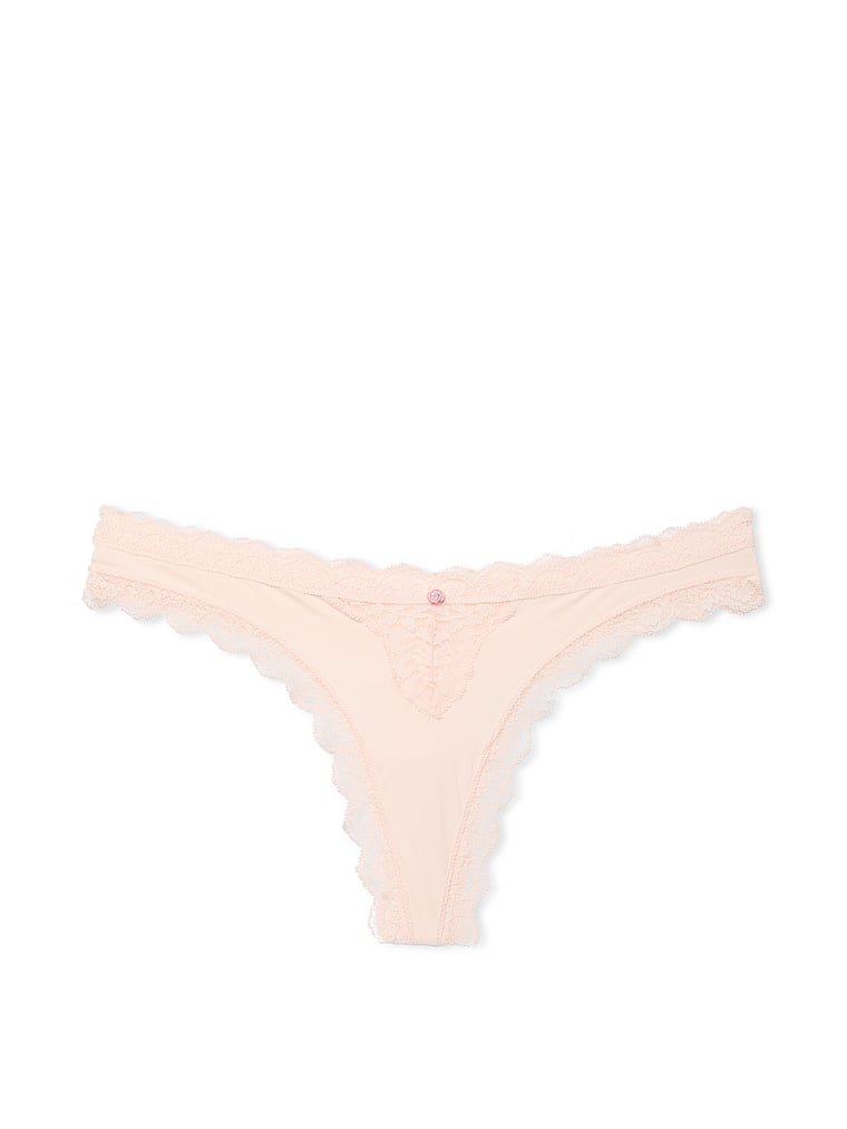Lace-Trim Thong Panty image number null