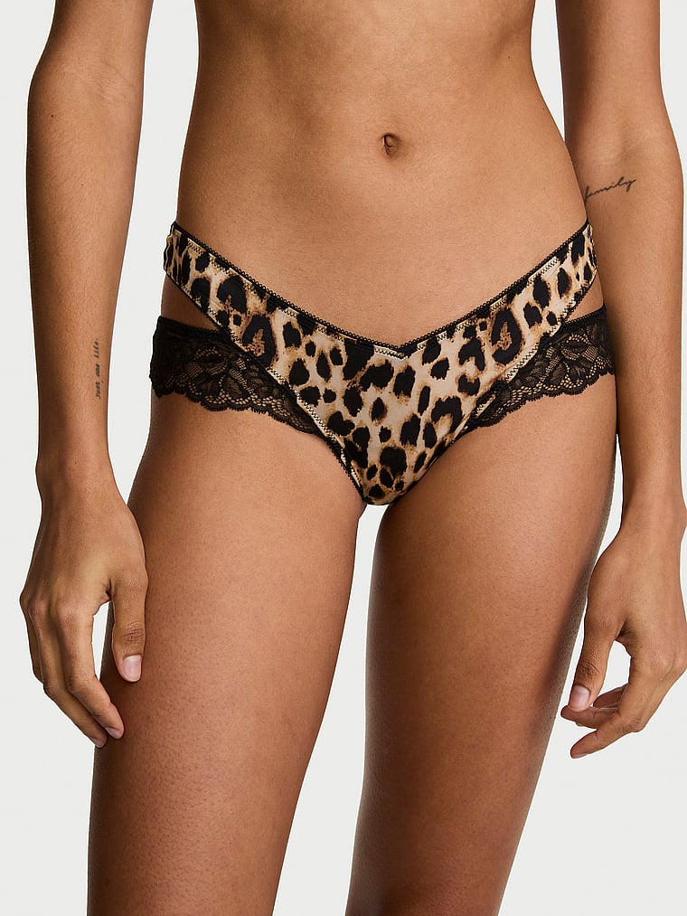 Rose Lace-Trim Cut-Out Cheeky Panty image number null