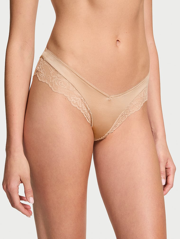 Rose Lace-Trim High-Leg Cheeky Panty image number null
