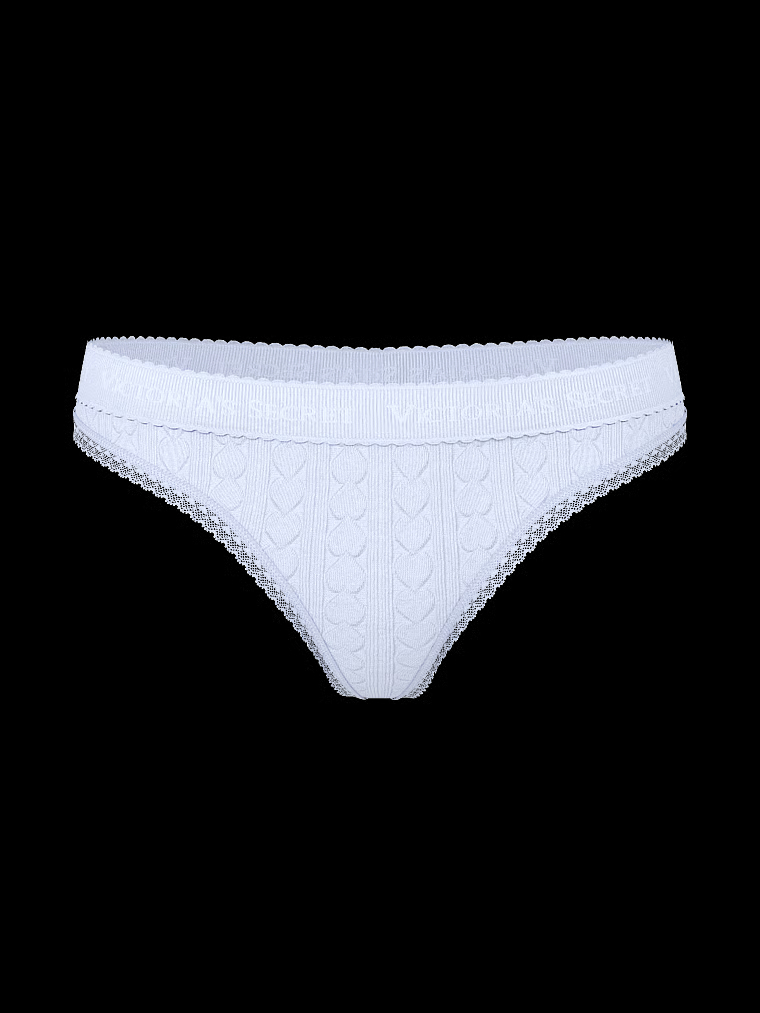 Logo Heart Pointelle Thong Panty image number null