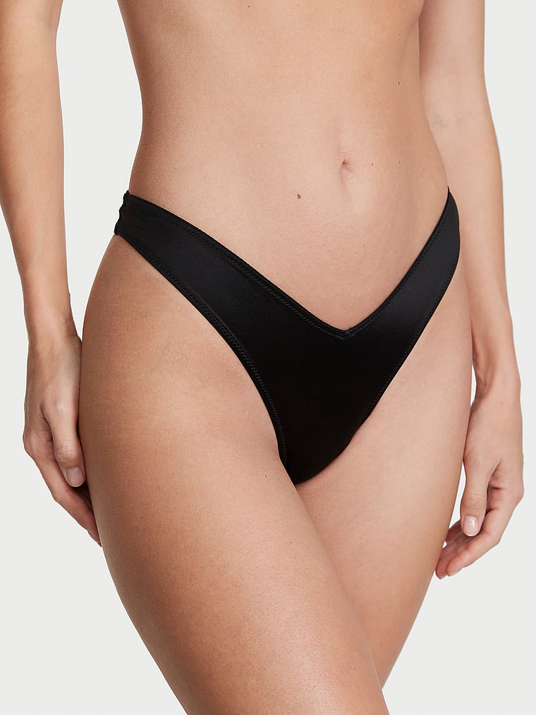 Smooth Strappy-Back High-Leg Thong Panty image number null