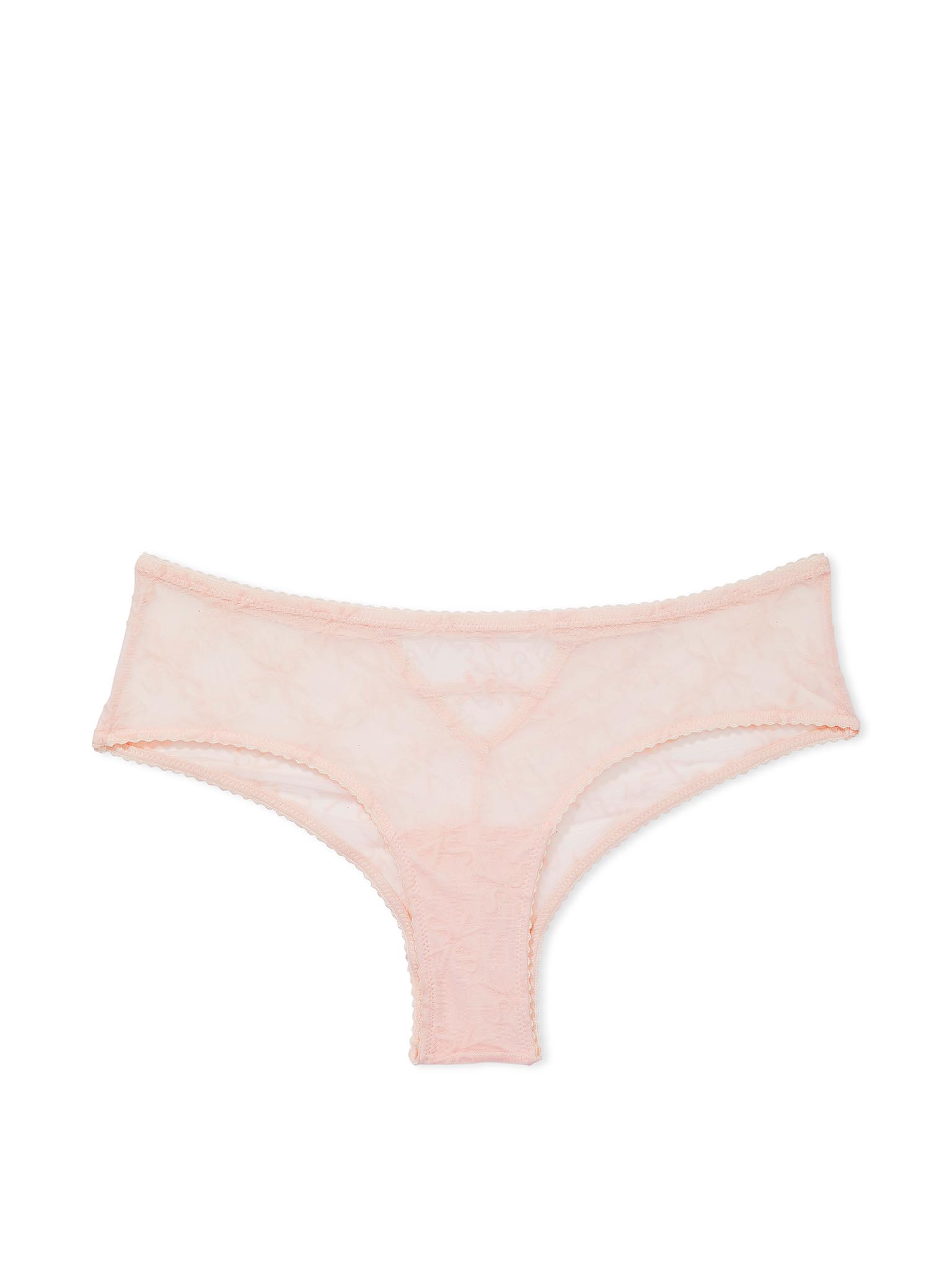 Flocked Logo Mesh Cheeky Panty image number null