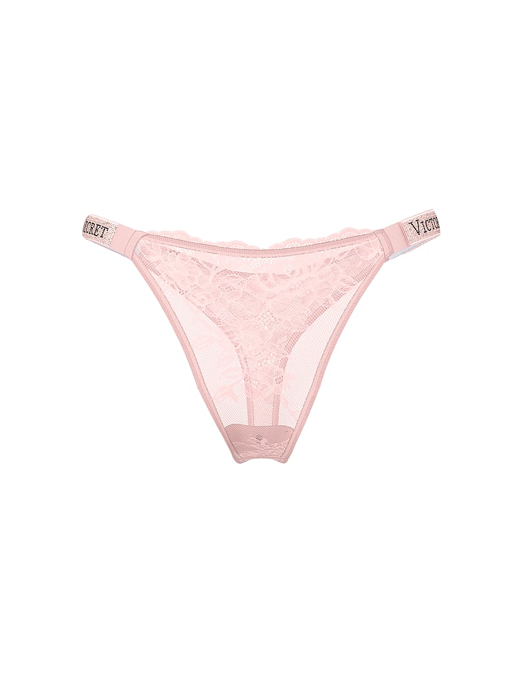 Shine Strap Lace Thong Panty image number null