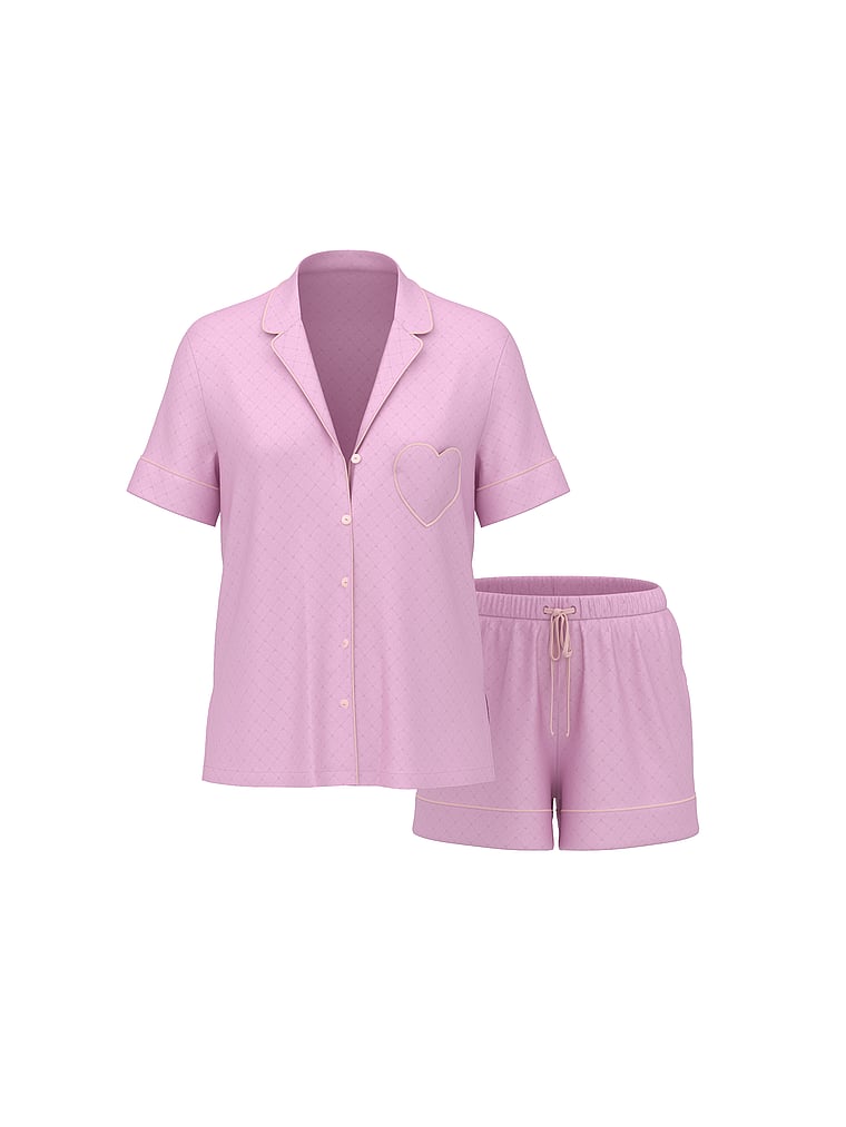 Signature Satin Heart Short Pajama Set image number null