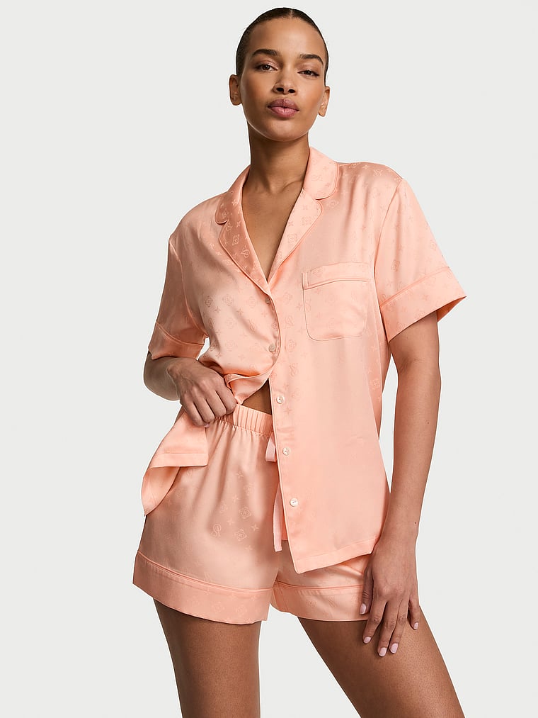 Signature Satin Short Pajama Set image number null