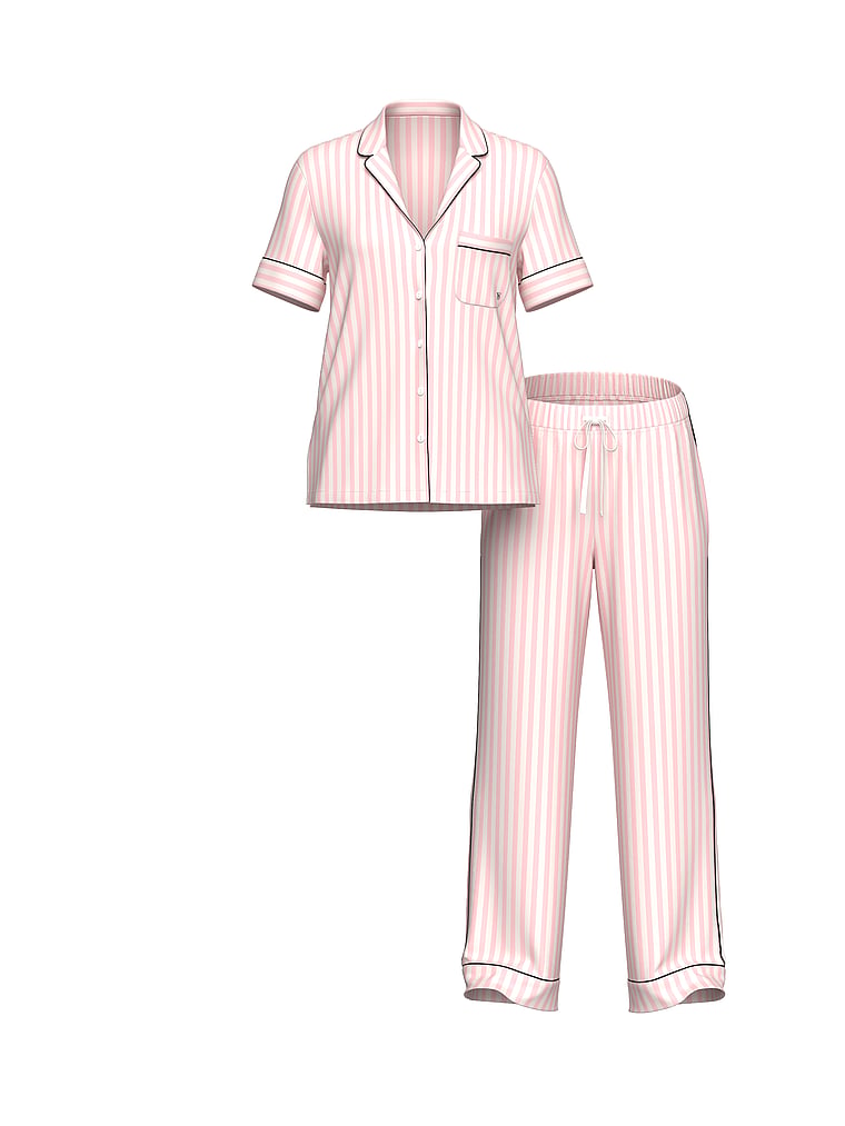Satin Short-Sleeve PJ Set image number null