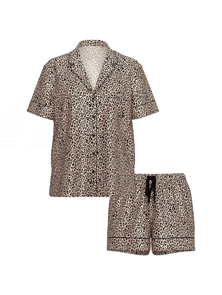 Glazed Satin Short Pajama Set image number null