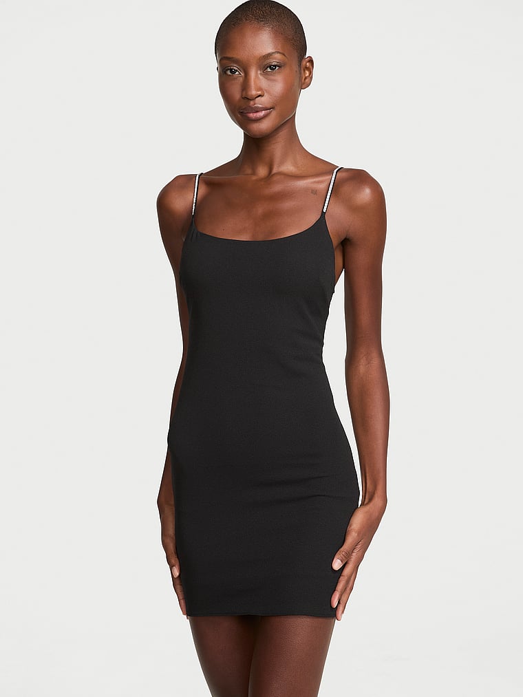 Shine Strap Push-Up Short Slip Dress image number null