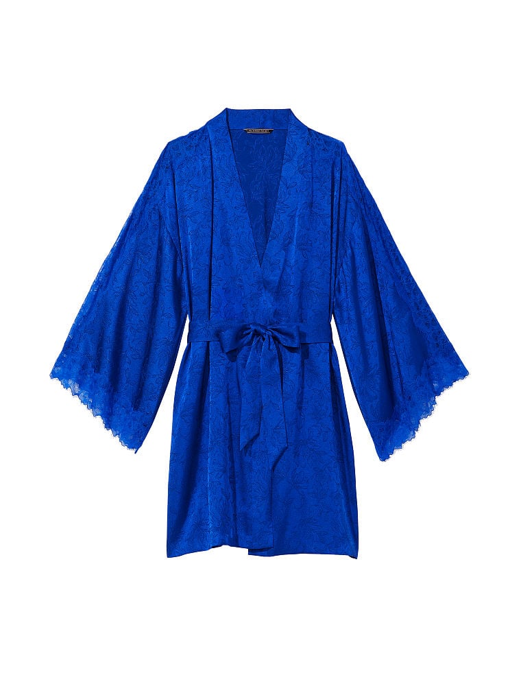 Lace Inset Jacquard Robe image number null