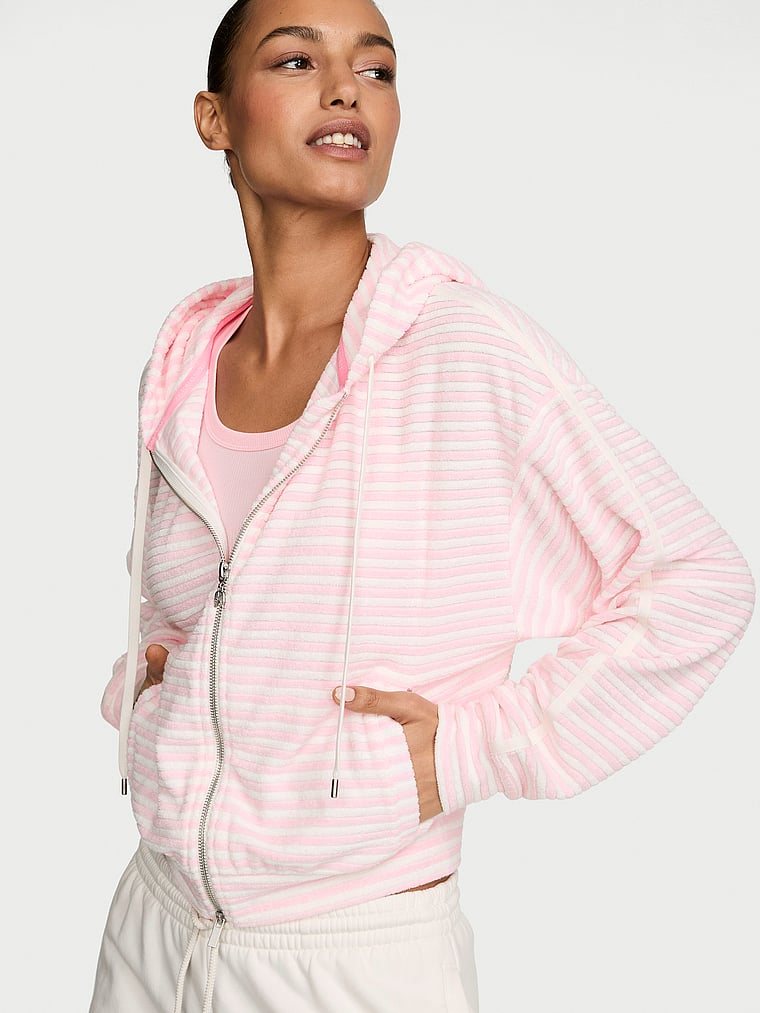 Micro Terry Full-Zip Hoodie image number null