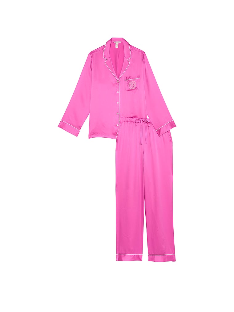 Glazed Satin Long Pajama Set image number null