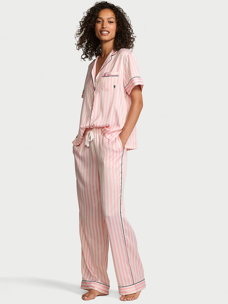 Satin Short-Sleeve PJ Set image number null