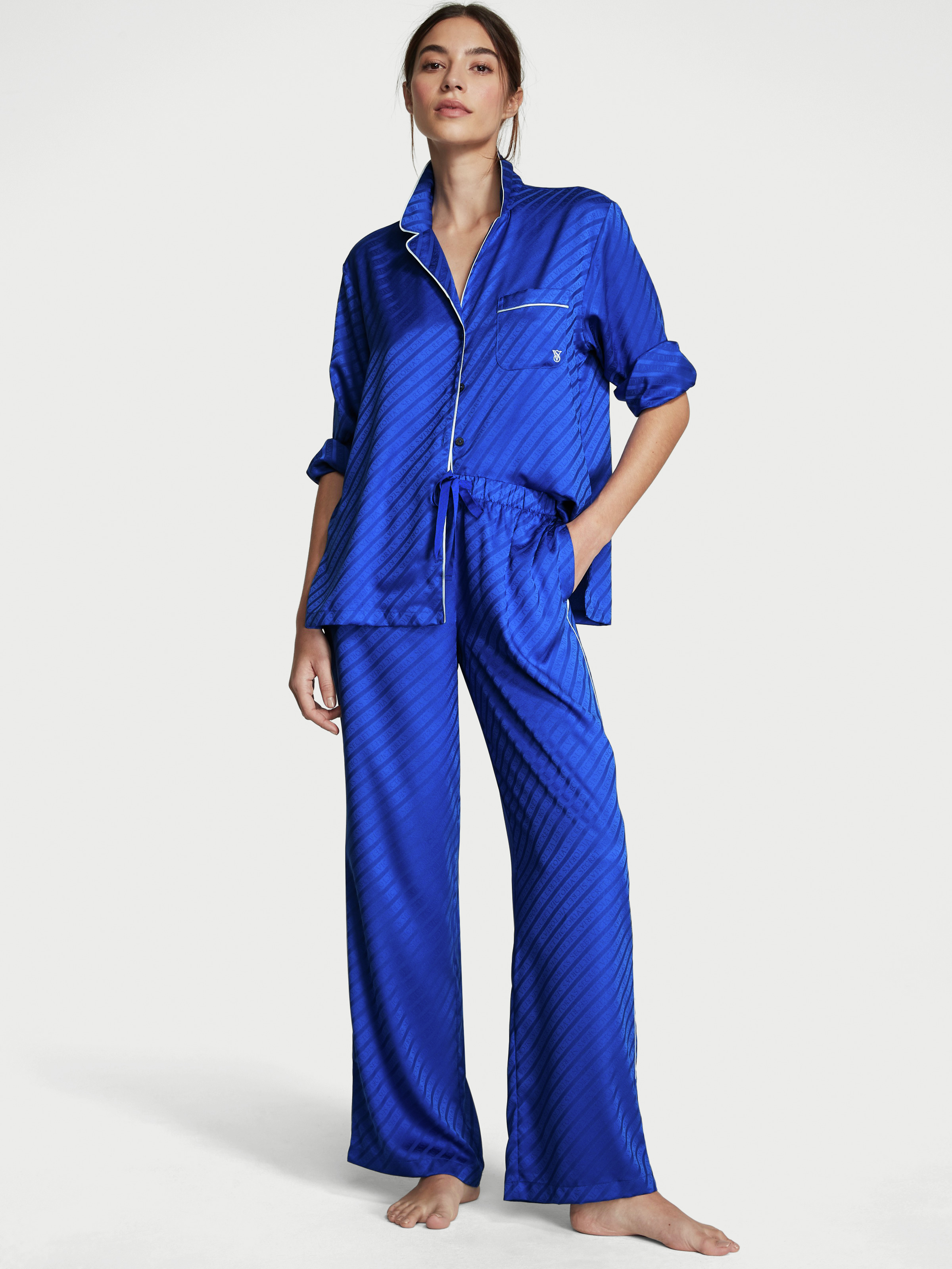 Satin Long Pajama Set image number null