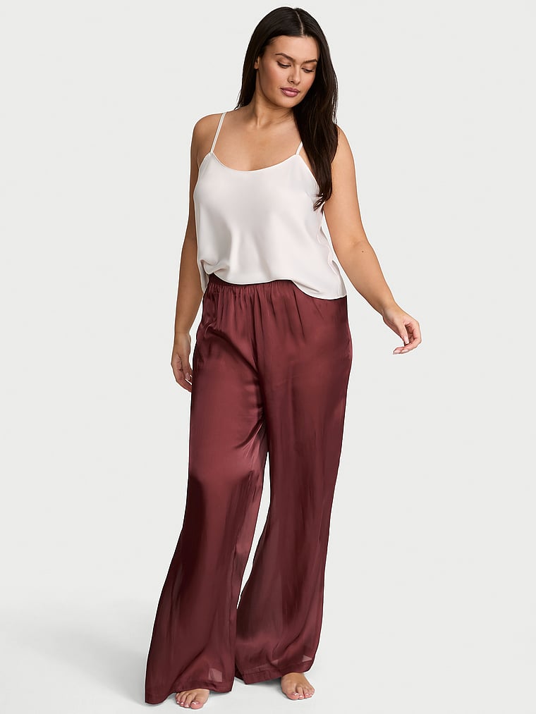 Luxe Sheer Satin Wide-Leg Pant image number null